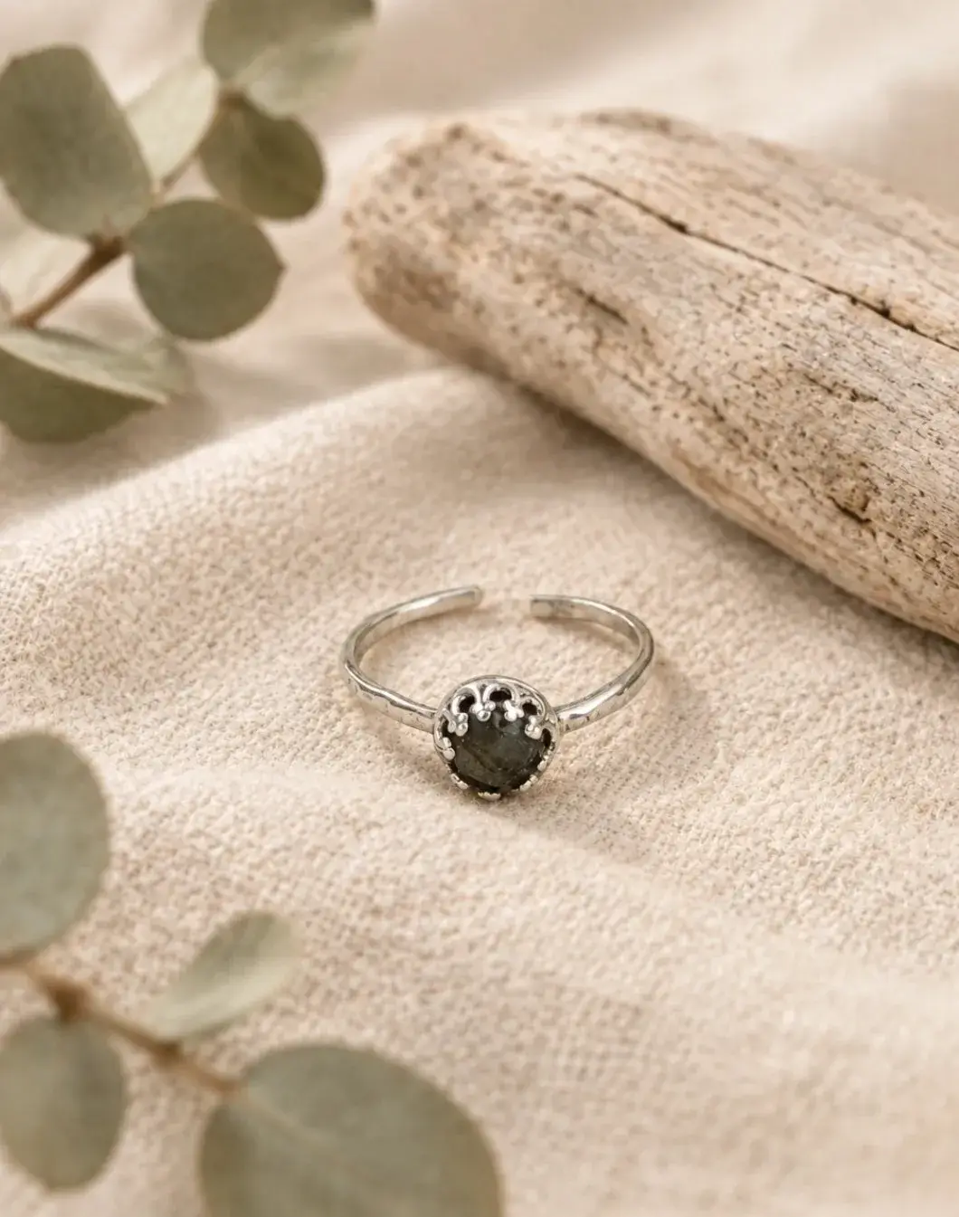 Adjustable Labradorite Ring in Sterling Silver
