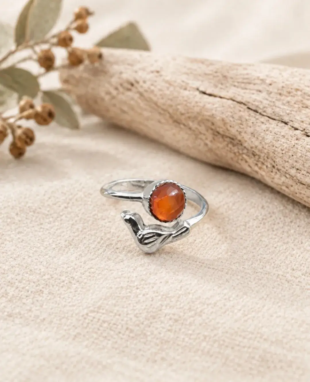 Carnelian Ring With Bird Detailing