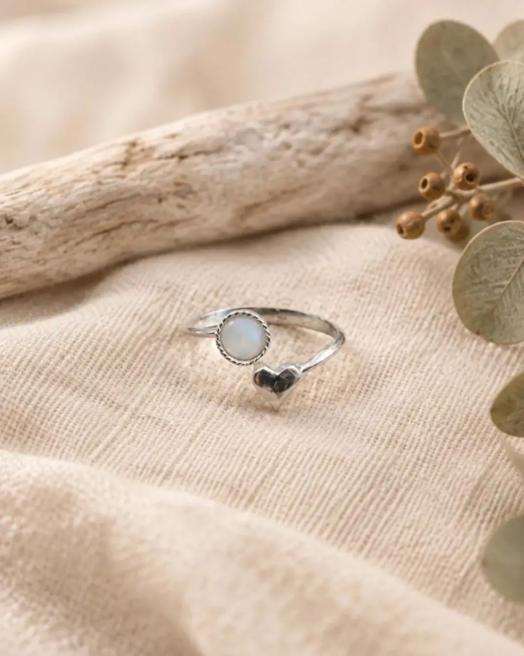 Opal Ring With Heart Detail