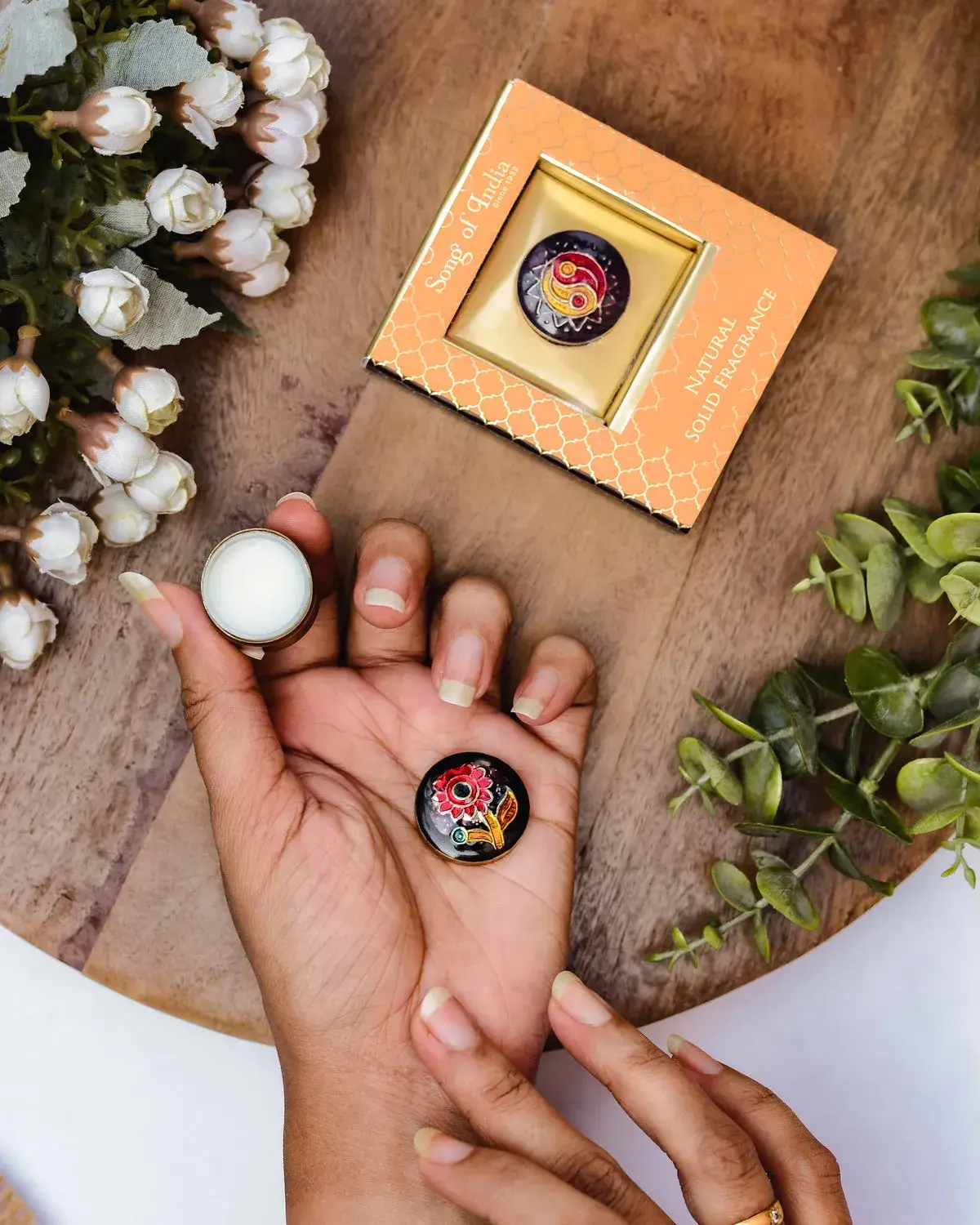 Packaged Solid Perfume in Brass Jar- Jasmine