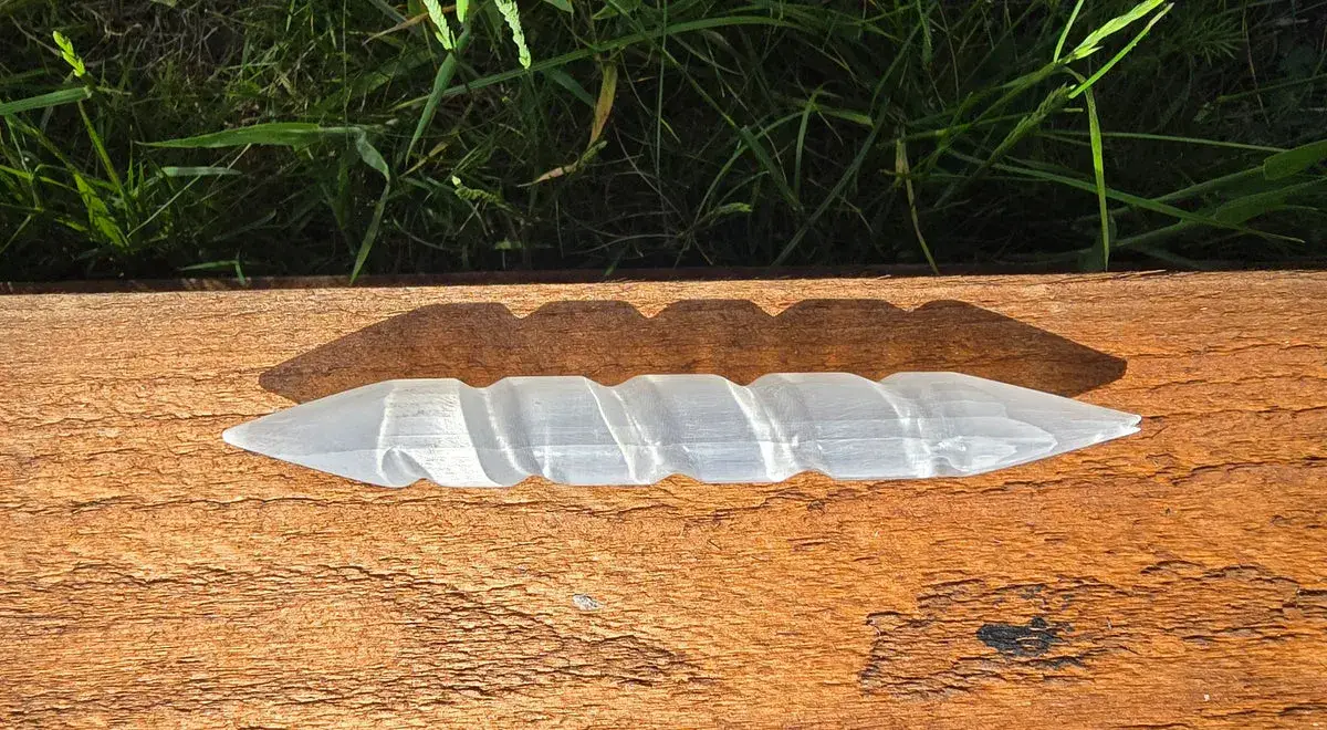 Selenite double pointed twisted wand